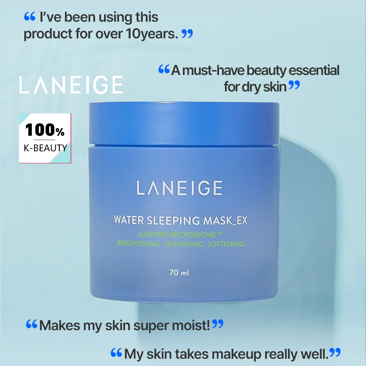 Luxury Skincare Korea - LANEIGE วอเตอร์สลีปปิ้งมาส์ก 70 มล., ให้ความชุ่มชื้นข้ามคืน, บำรุงผิวล้ำลึก,